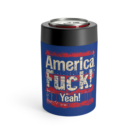 "America Fuck Yeah!" Stainless Steel Can Holder: Keep Your Drinks Cold in Style