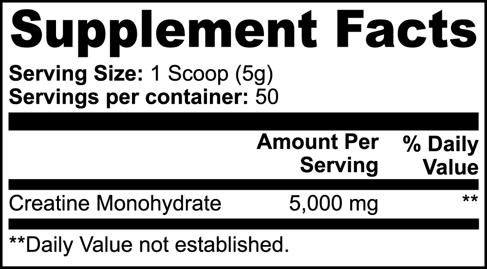 Peak Performance Creatine Monohydrate Powder - Pure Micronized Formula (250g)