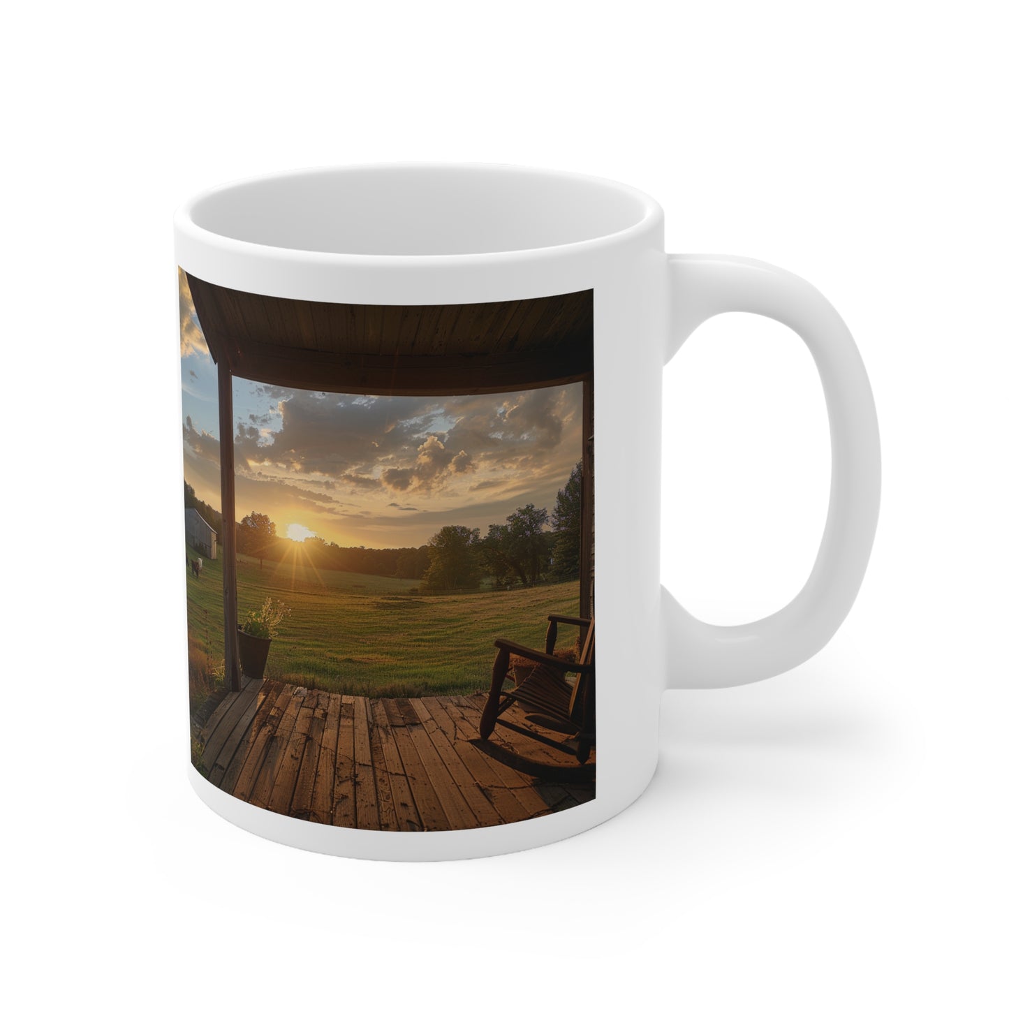 Over Looking Ranch Sun Rise Coffee Mug 11oz