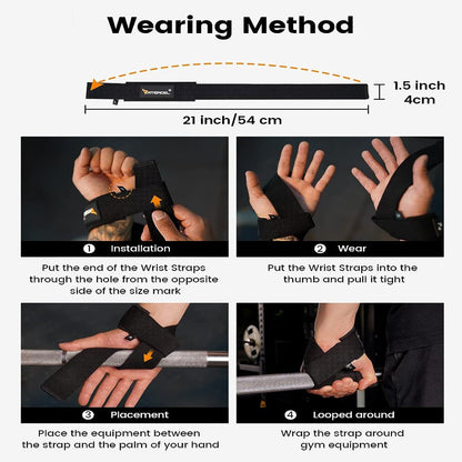 Lifting Straps Wrist Straps for Weightlifting,Deadlift,Bodybuilding,Powerlifting,Gym Straps Padded Neoprene with Wrist Wraps for Grip Strength,Strength Training